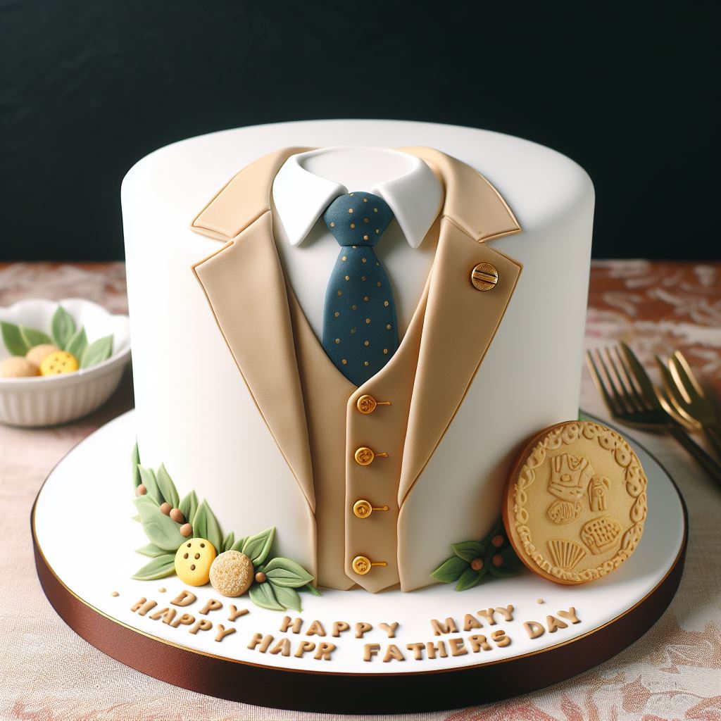 کیک کت و شلوار سفید با کراوات